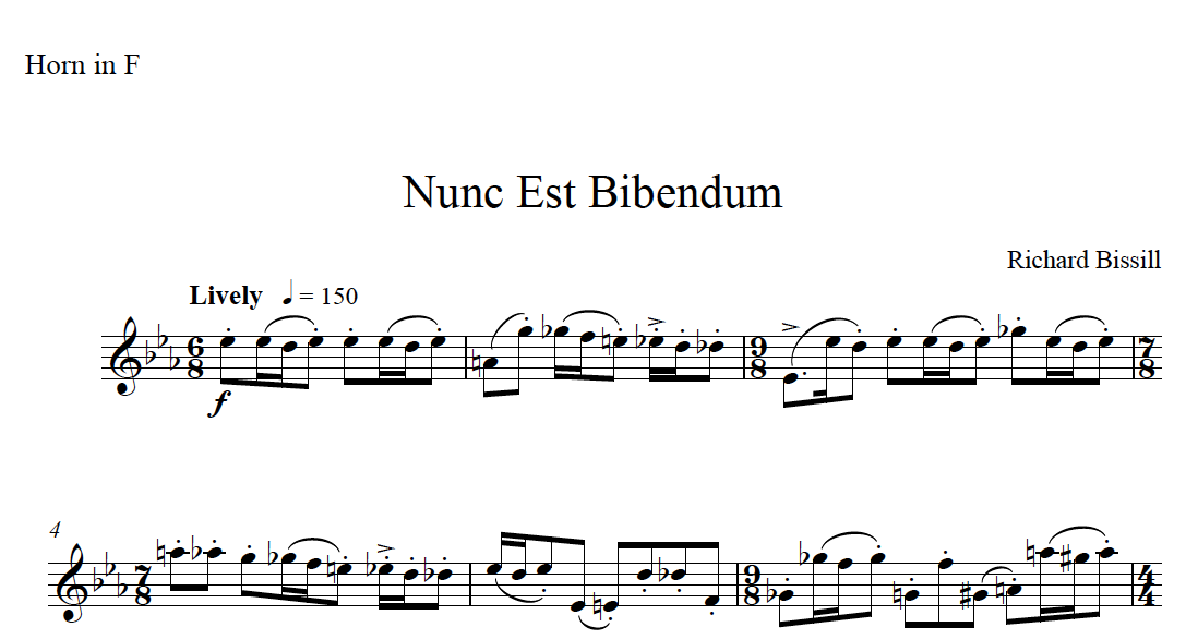 Nunc Est Bibendum, for Solo Horn