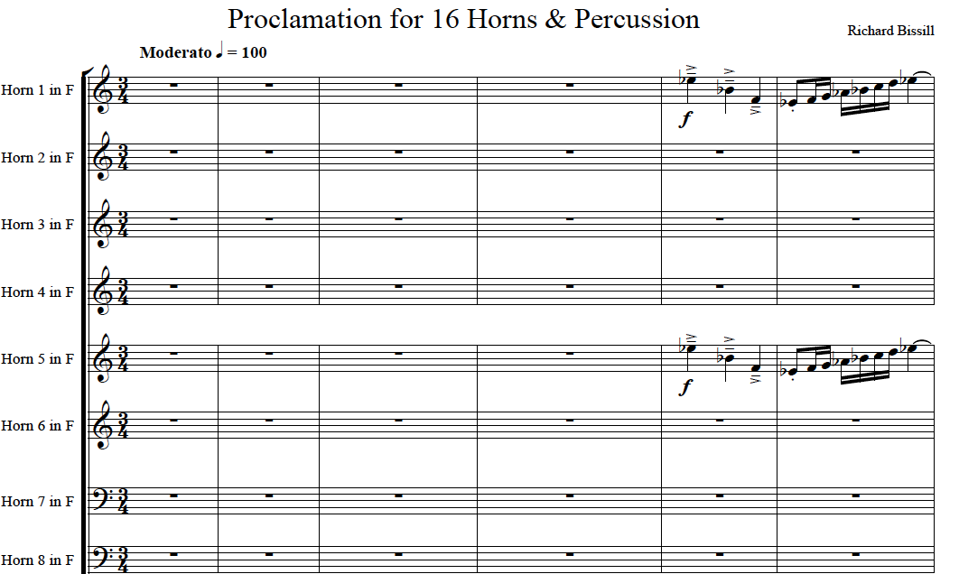Proclamation, for 16 Horns and Percussion